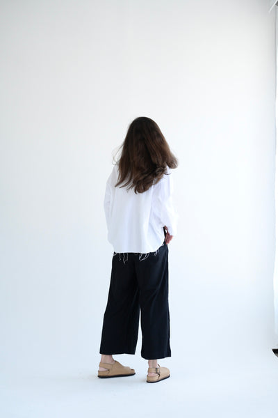 Flannel Volume Top in White