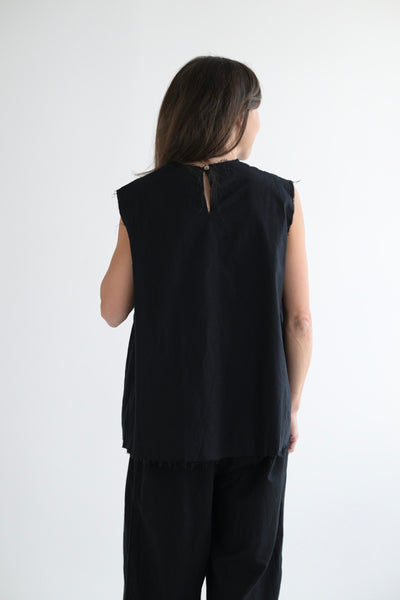 Flannel Sleeveless Top in Black