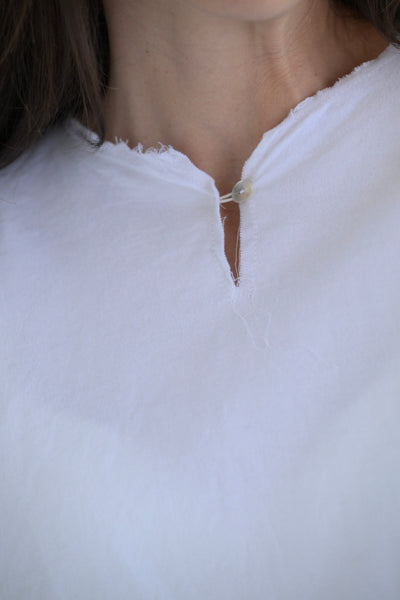 Flannel Volume Top in White