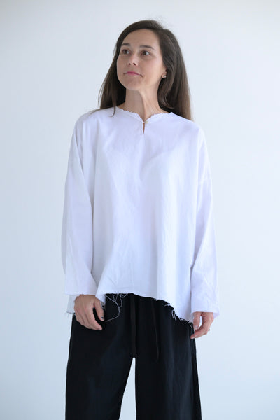 Flannel Volume Top in White