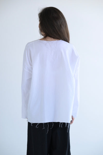 Flannel Volume Top in White