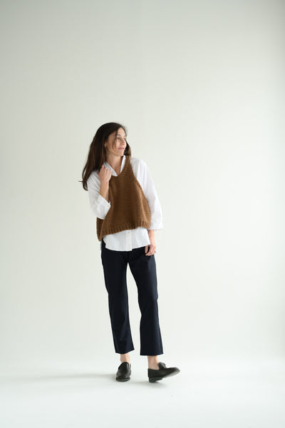 Handknit Vest Wool in Rust