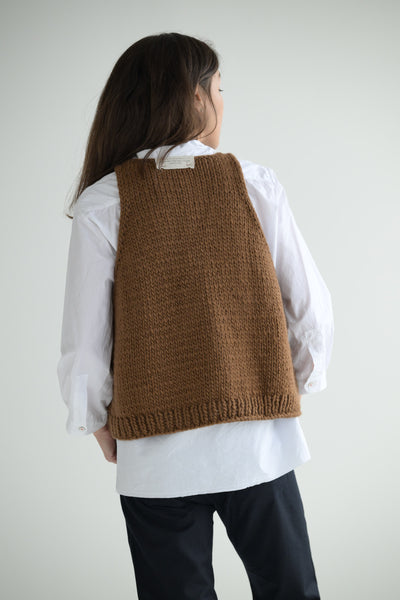 Handknit Vest Wool in Rust