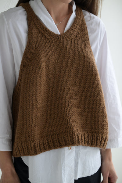 Handknit Vest Wool in Rust