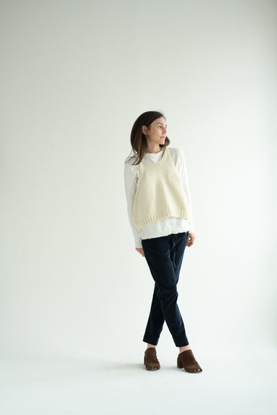 Handknit Vest Wool in Milk