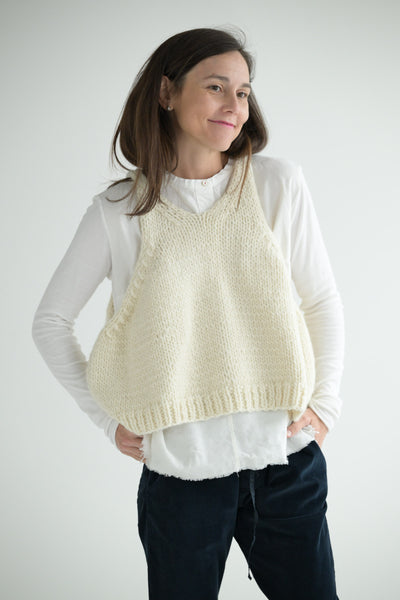 Handknit Vest Wool in Milk