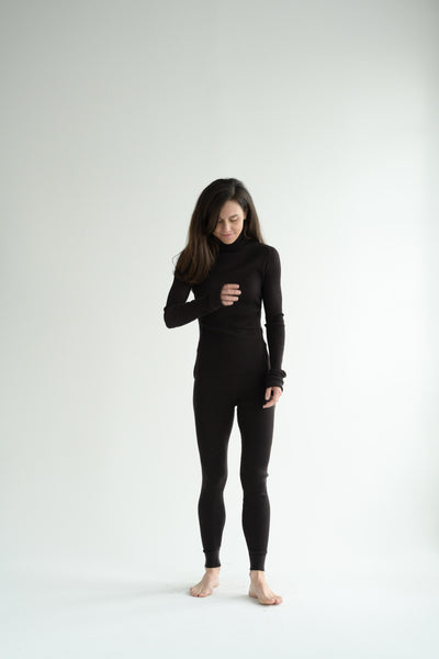 Ribbed Tights in Dark Brown