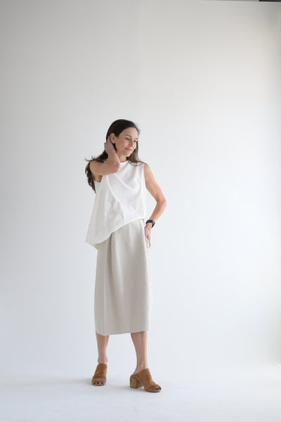 Smooth Sheet Skirt in Pearl