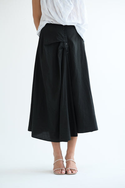 Overdyed Striped Skirt in Black
