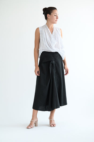 Overdyed Striped Skirt in Black