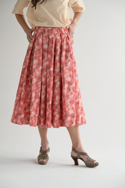 Double Rideaux Skirt in Ikat Coral