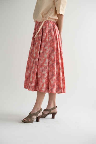 Double Rideaux Skirt in Ikat Coral