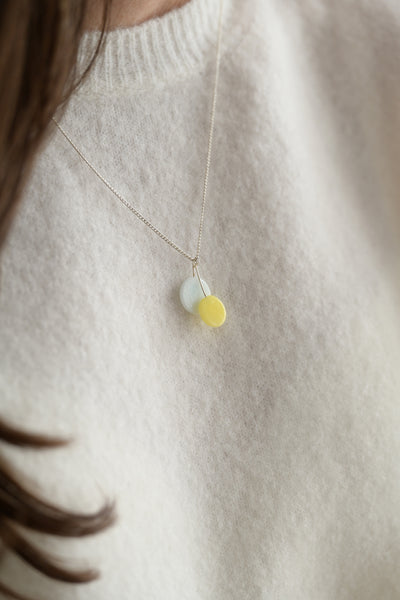 Piet Largo Double Necklace in Yellow and Mint