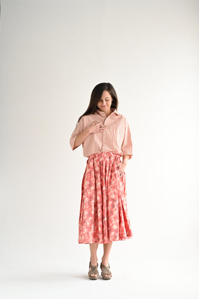 Double Rideaux Skirt in Ikat Coral