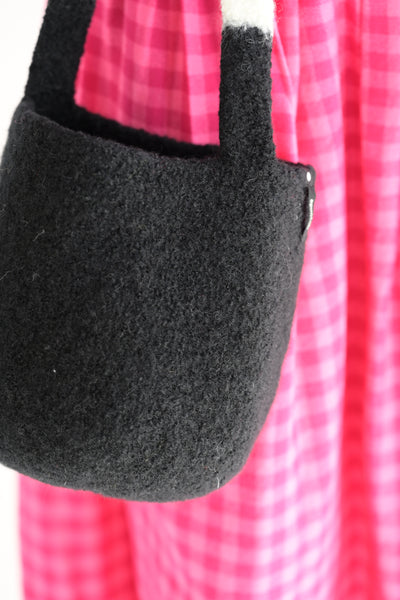 Wool Bucket Bag in Black or Navy