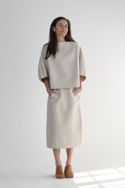 Smooth Sheet Skirt in Pearl