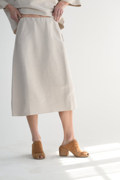 Smooth Sheet Skirt in Pearl