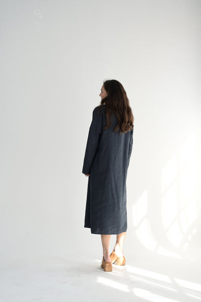#120 Linen Dress in Blue Notte