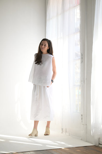Twisted Skirt Medium Long in White