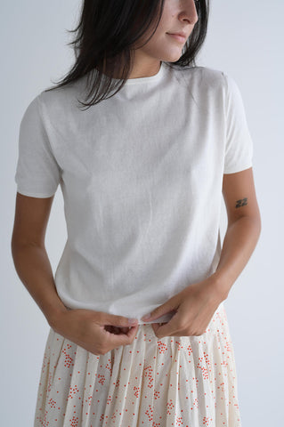 Knit Short Sleeve Top in White