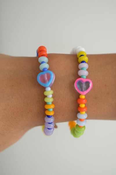 Candy Heart Bracelet  - Pink or Blue