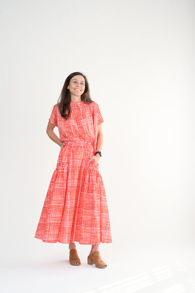 Harvester Skirt in Painted Check Jam
