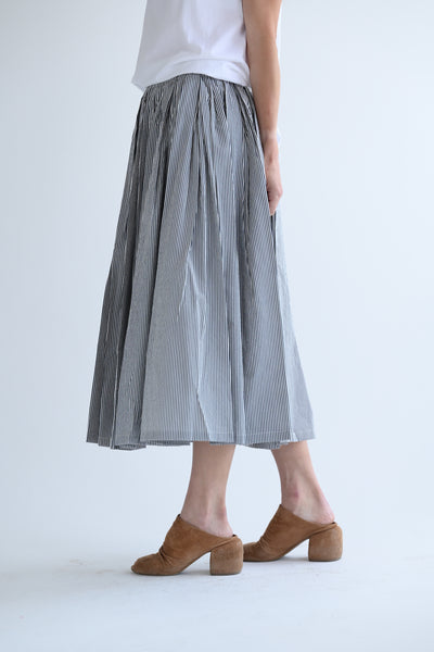 Blue Stripe Pleated Skirt