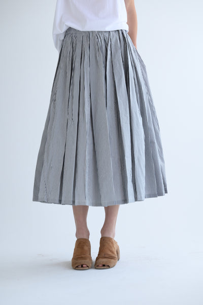Blue Stripe Pleated Skirt