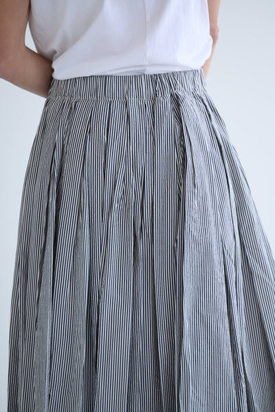 Blue Stripe Pleated Skirt