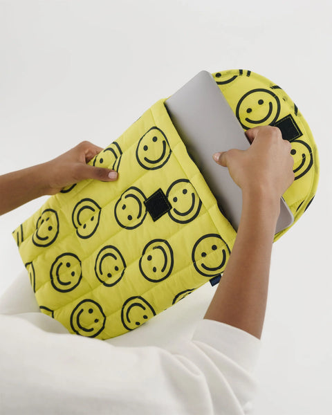 Puffy Laptop Sleeve - Yellow Happy 16"