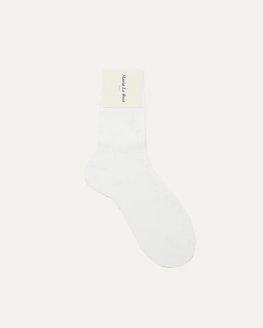 Laminated Ribbed Socks in White