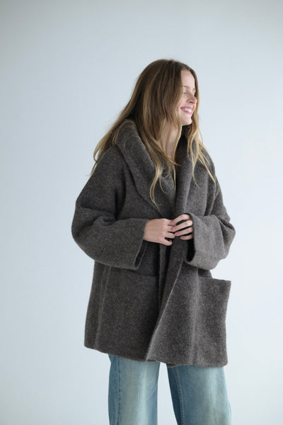 Double Face Coat in Blackened