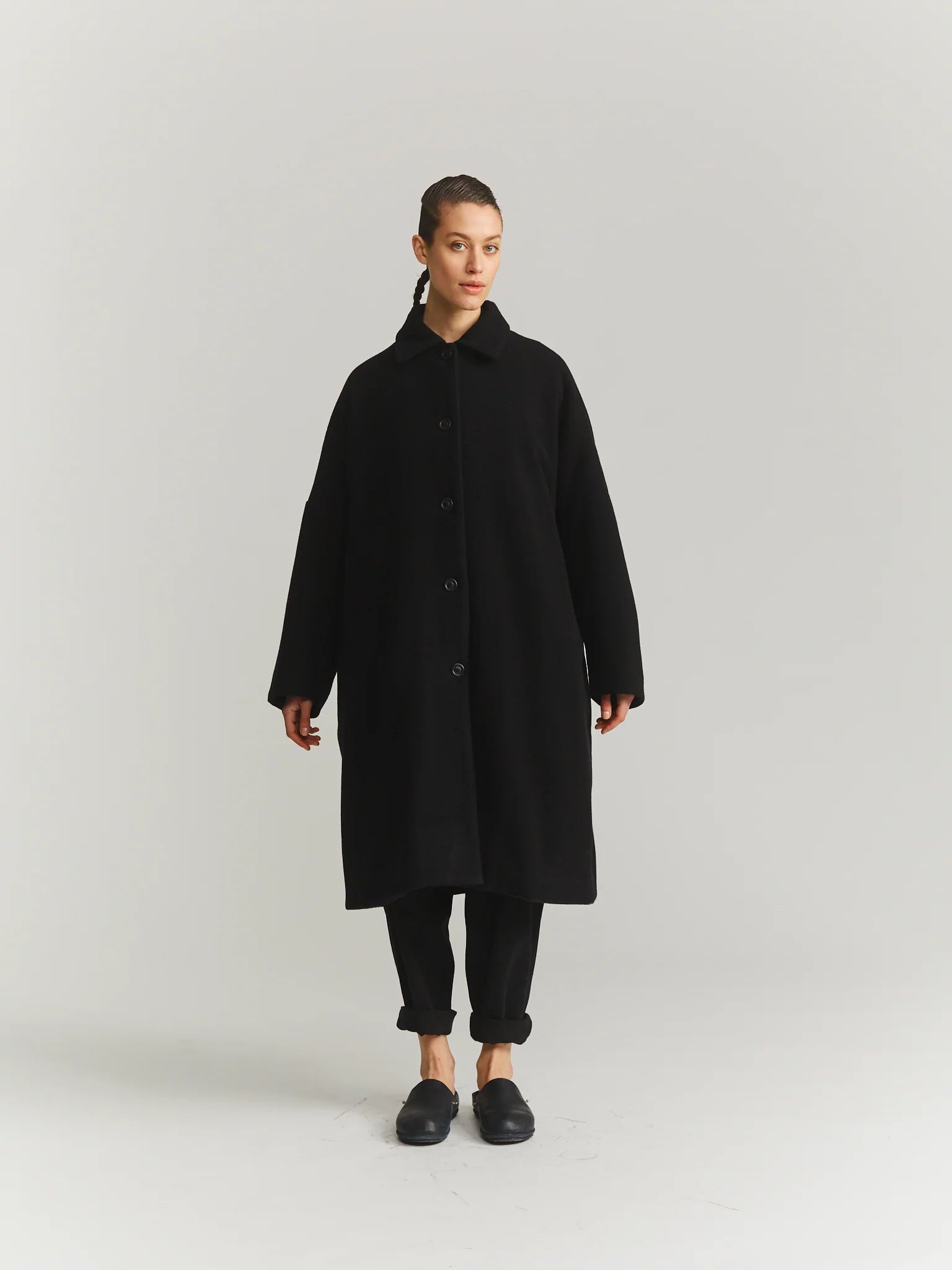 Bib Blobby Cashmere Coat in Black