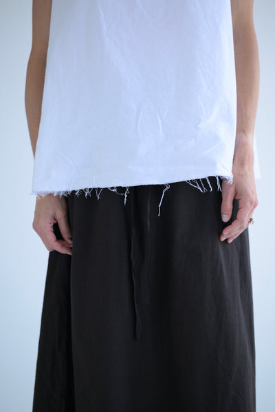 Flannel V Back Sleeveless Top  in White