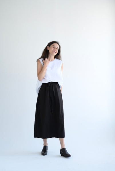 Flannel Two Pocket Skirt Medium Long in Chocolate