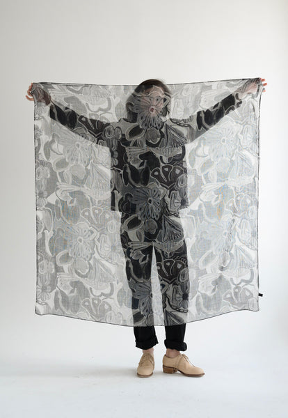Square Scarf in Greys