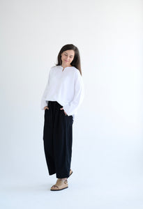 Flannel Volume Top in White