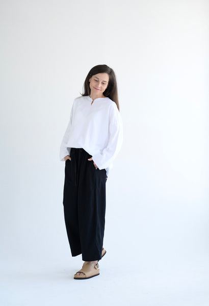 Flannel Volume Top in White