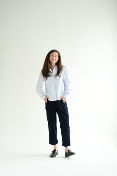 Micro Cord Trousers in Navy