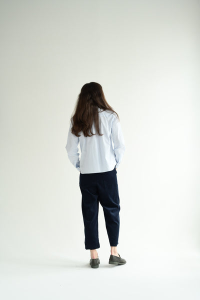 Micro Cord Trousers in Navy