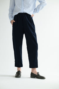 Micro Cord Trousers in Navy