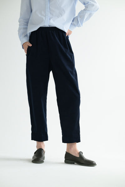 Micro Cord Trousers in Navy
