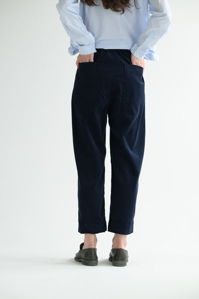 Micro Cord Trousers in Navy