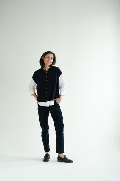 Velvet Slim Trousers in Ink
