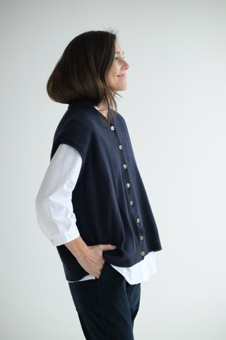 Cashmere Open Vest in Ink