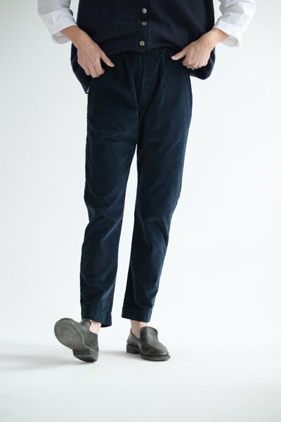 Velvet Slim Trousers in Ink