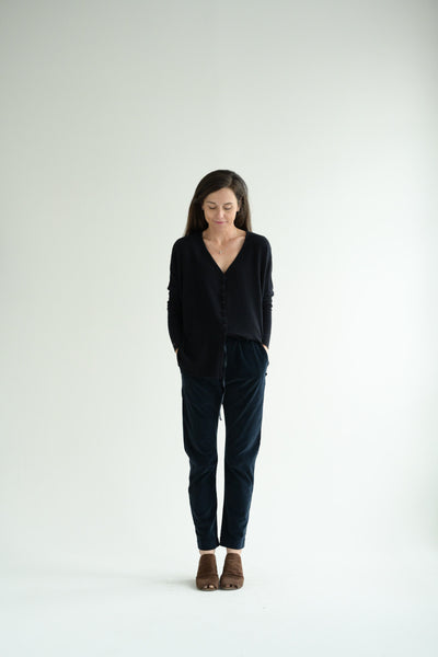Velvet Slim Trousers in Ink