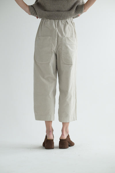 Velvet Wide & Short Trousers in Oatmeal