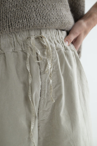 Velvet Wide & Short Trousers in Oatmeal