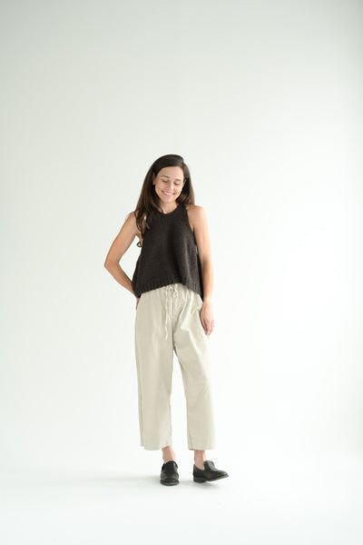 Velvet Wide & Short Trousers in Oatmeal